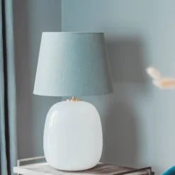 Austra Bordlampe Hvit 40*30*38 Blågrønn skjerm