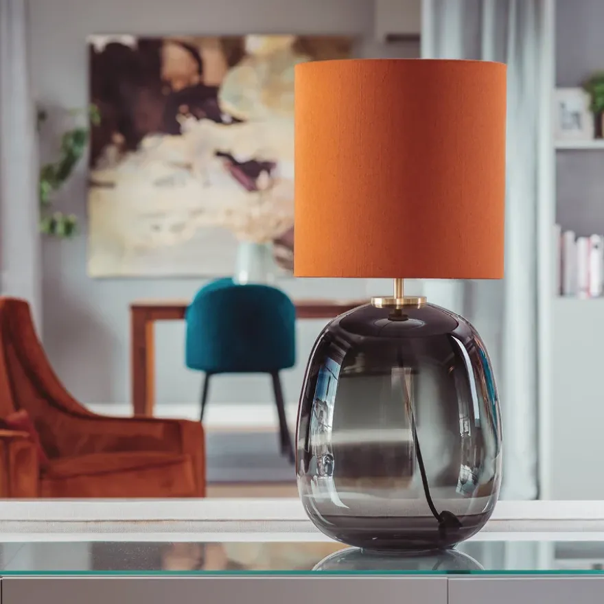 Austra Bordlampe Hvit 35*30 Orange skjerm
