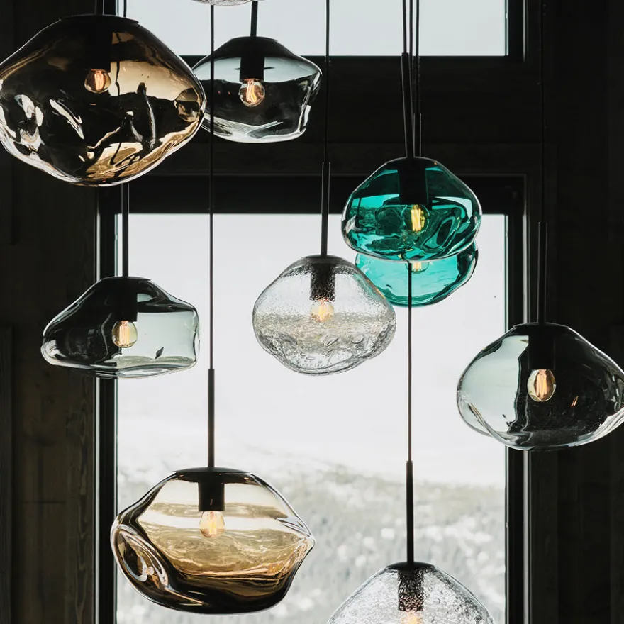 CRYSTAL STONE PENDELLAMPE BLÅGRØNN