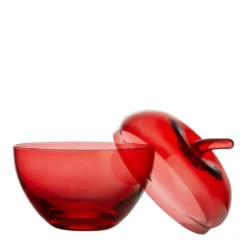 GLASSEPLE M/LOKK RØD 13,5 X 12,3 CM