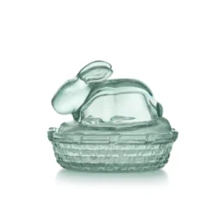 GLASSKANIN MED LOKK GRØNN KLAR 11 CM