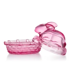 GLASSKANIN MED LOKK ROSA KLAR 11 CM