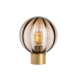 KRYSTALLKULE BORDLAMPE OPTIKK KAKAO M. MESSING SOKKEL