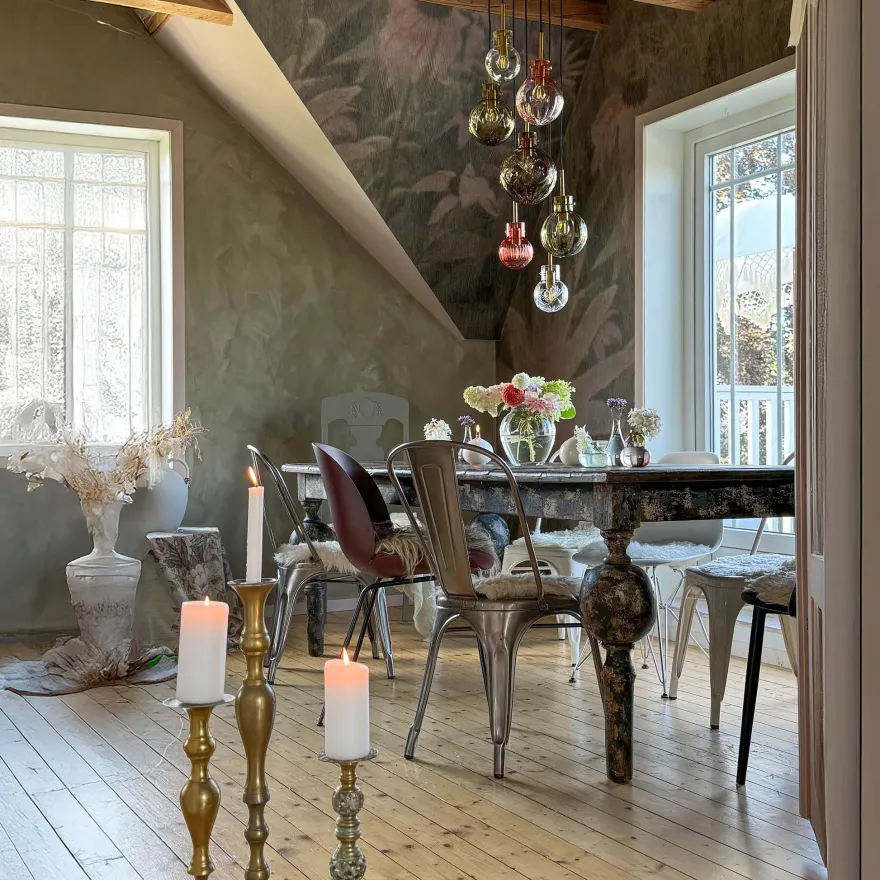 KRYSTALLKULE TAKLAMPE BOHEMSK KRYSTALL 7 STK