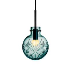 KRYSTALLKULE TAKLAMPE FINN BLÅGRØNN 160MM