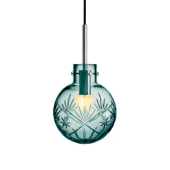 KRYSTALLKULE TAKLAMPE FINN BLÅGRØNN 160MM