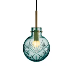 KRYSTALLKULE TAKLAMPE FINN BLÅGRØNN 160MM