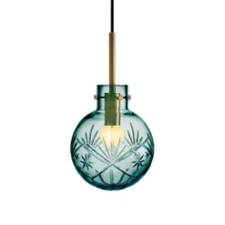 KRYSTALLKULE TAKLAMPE FINN BLÅGRØNN 160MM