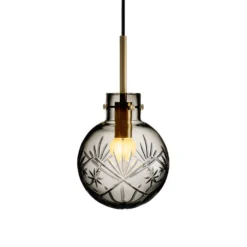 KRYSTALLKULE TAKLAMPE FINN RØKGRÅ 160MM