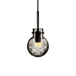KRYSTALLKULE TAKLAMPE FINN RØKGRÅ 120MM