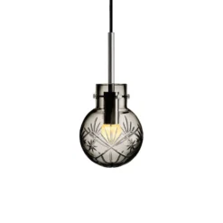 KRYSTALLKULE TAKLAMPE FINN RØKGRÅ 120MM