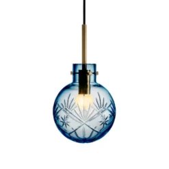 KRYSTALLKULE TAKLAMPE FINN STÅLBLÅ 160MM