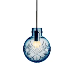 KRYSTALLKULE TAKLAMPE FINN STÅLBLÅ 160MM