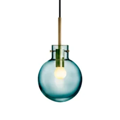 KRYSTALLKULE TAKLAMPE GLATT BLÅGRØNN 160MM