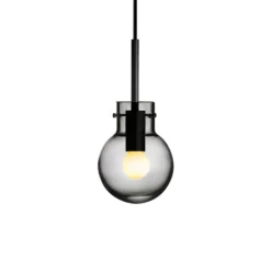 KRYSTALLKULE TAKLAMPE GLATT RØKGRÅ 120MM