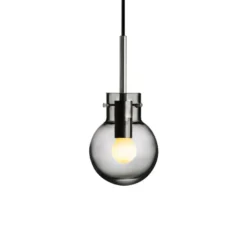 KRYSTALLKULE TAKLAMPE GLATT RØKGRÅ 120MM
