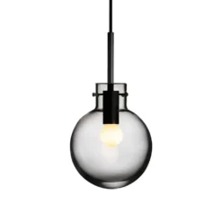 KRYSTALLKULE TAKLAMPE GLATT RØKGRÅ 160MM