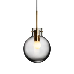 KRYSTALLKULE TAKLAMPE GLATT RØKGRÅ 160MM