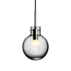 KRYSTALLKULE TAKLAMPE GLATT RØKGRÅ 160MM
