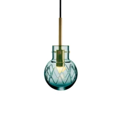 KRYSTALLKULE TAKLAMPE KRYSS BLÅGRØNN 120MM