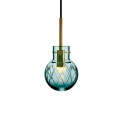 KRYSTALLKULE TAKLAMPE KRYSS BLÅGRØNN 120MM
