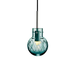 KRYSTALLKULE TAKLAMPE KRYSS BLÅGRØNN 120MM