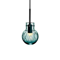 KRYSTALLKULE TAKLAMPE KRYSS BLÅGRØNN 120MM