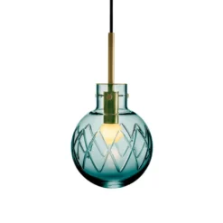 KRYSTALLKULE TAKLAMPE KRYSS BLÅGRØNN 160MM