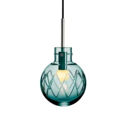 KRYSTALLKULE TAKLAMPE KRYSS BLÅGRØNN 160MM