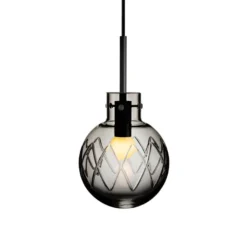 KRYSTALLKULE TAKLAMPE KRYSS RØKGRÅ 160MM