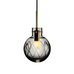KRYSTALLKULE TAKLAMPE KRYSS RØKGRÅ 160MM
