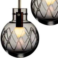 KRYSTALLKULE TAKLAMPE KRYSS RØKGRÅ 160MM