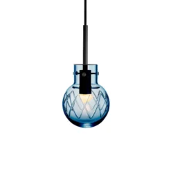 KRYSTALLKULE TAKLAMPE KRYSS STÅLBLÅ 120MM