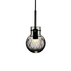 KRYSTALLKULE TAKLAMPE KRYSS RØKGRÅ 120MM