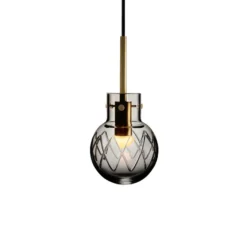 KRYSTALLKULE TAKLAMPE KRYSS RØKGRÅ 120MM