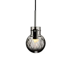 KRYSTALLKULE TAKLAMPE KRYSS RØKGRÅ 120MM