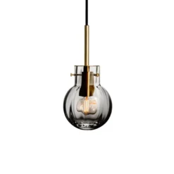 KRYSTALLKULE TAKLAMPE OPTIKK RØKGRÅ 120MM