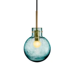 KRYSTALLKULE TAKLAMPE SODA BLÅGRØNN 160MM