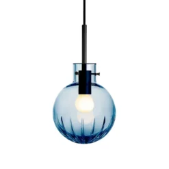 KRYSTALLKULE TAKLAMPE STOR STJERNE STÅLBLÅ 160MM