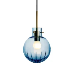 KRYSTALLKULE TAKLAMPE STOR STJERNE STÅLBLÅ 160MM