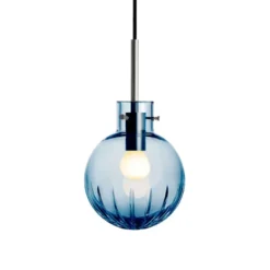 KRYSTALLKULE TAKLAMPE STOR STJERNE STÅLBLÅ 160MM