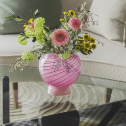 KUMI STOR VASE ROSA / GRØNN