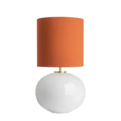 SENJA BORDLAMPE HVIT M. MESSING ARMATUR, ORANGE 30*30 SKJERM