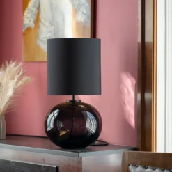 SENJA BORDLAMPE HVIT M. MESSING ARMATUR, BLÅGRØNN 30*30 SKJERM