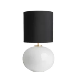 SENJA BORDLAMPE HVIT M. MESSING ARMATUR, SORT M/GULL 30*30 SKJERM