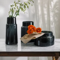 TINDRE VASE/LYSLYKT RØKGRÅ 30 CM