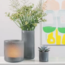 VASE MØRK GRÅ 18,5 CM