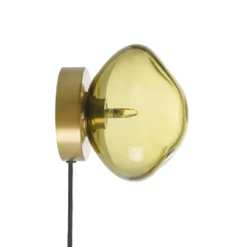VEGGLAMPE OLIVEN MED UTVENDIG MESSING OPPHENG